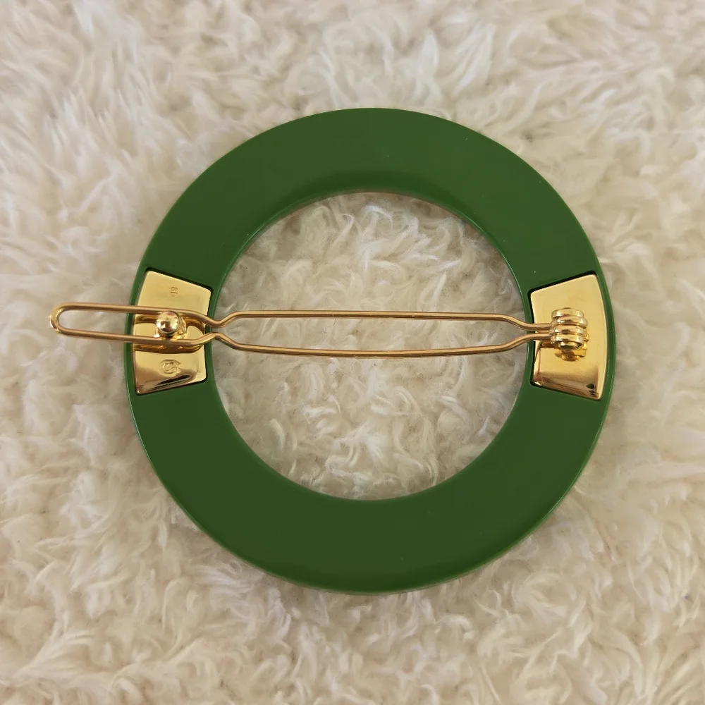 NIB Swarovski Green and Yellow Crystal Chroma Hair Clip Barette